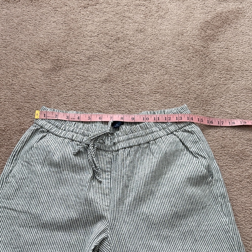 J. Crew Factory Women's Black and White Striped Cropped Linen Pants - Picture 4 of 11